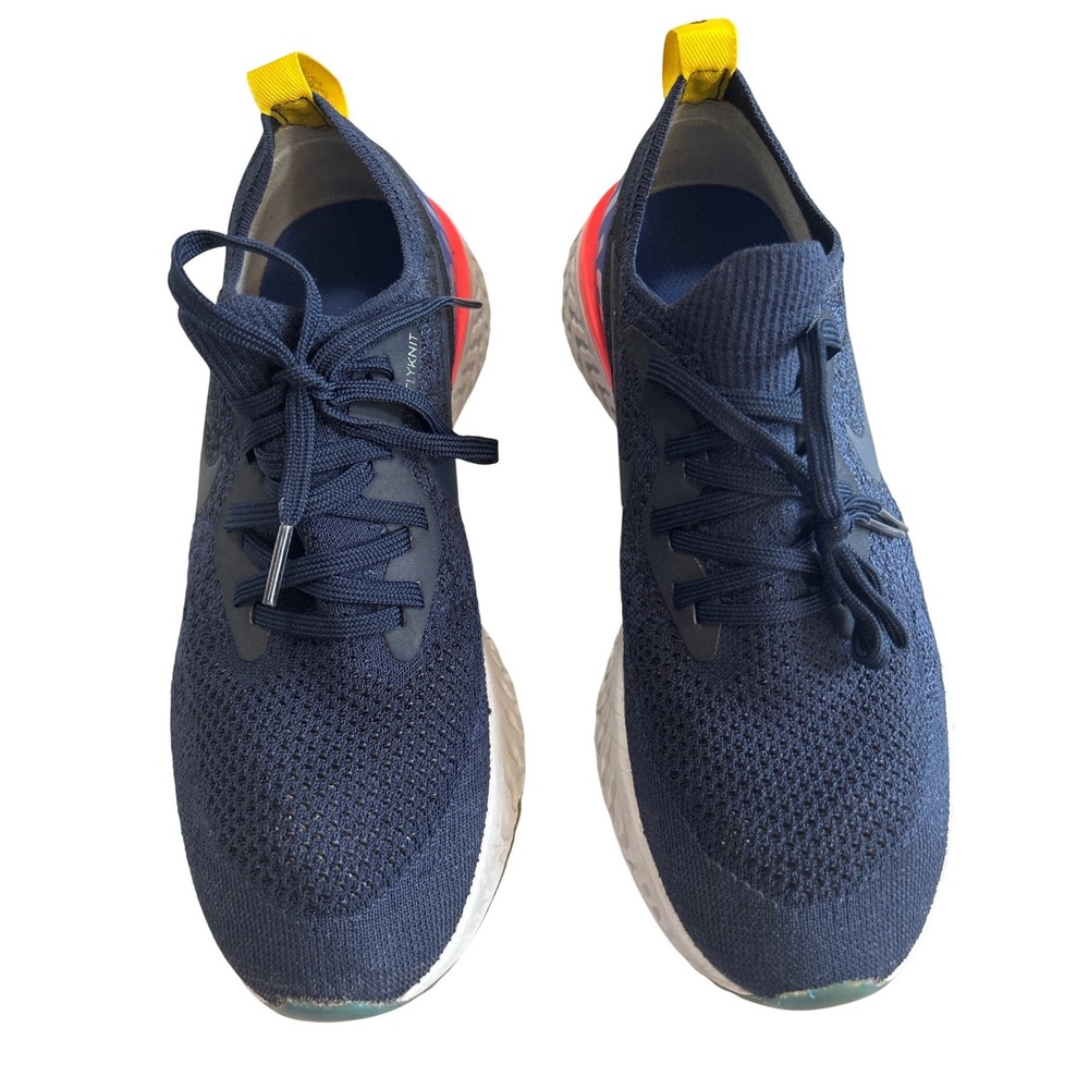 Nike Epic React Flyknit Women's 8.5 M 7 College Navy Blue Pink Yellow AQ0070-400